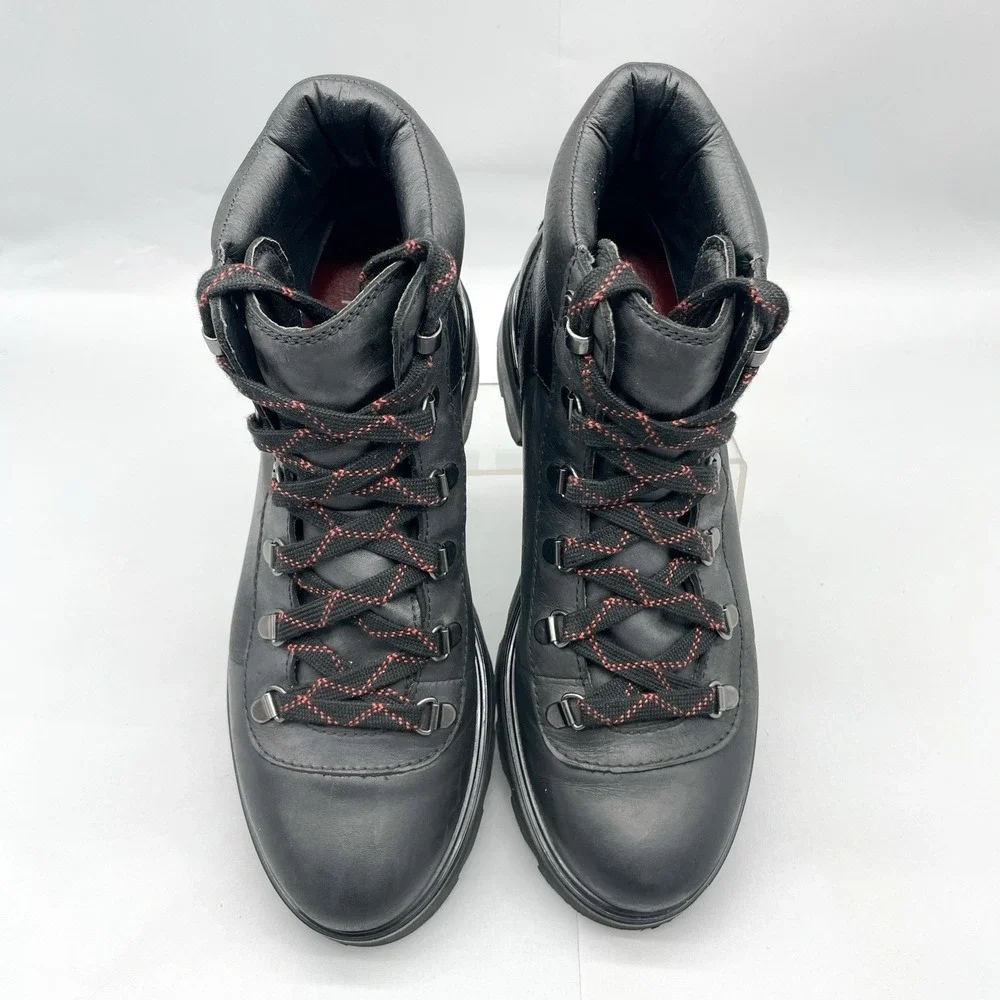 Sorel Womens 10.5 Lennox Hiker STKD Boots Shoes Black Leather Waterproof Booties